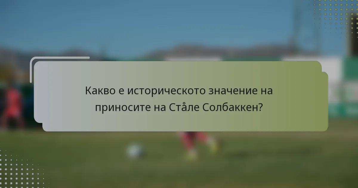 Какво е историческото значение на приносите на Стåле Солбаккен?
