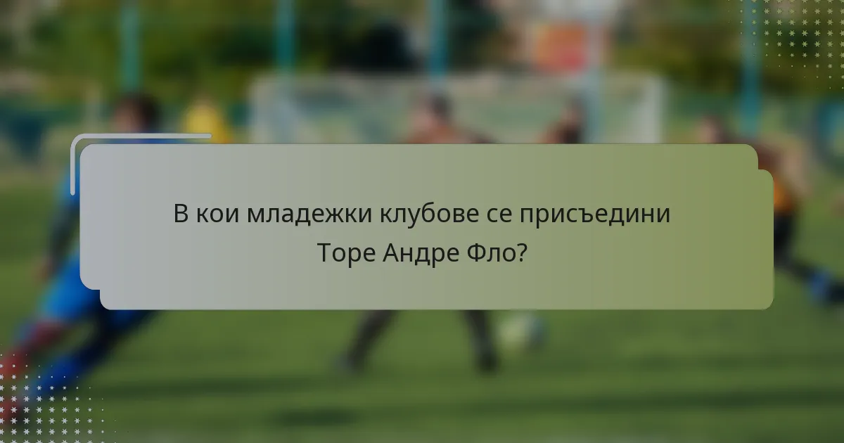 В кои младежки клубове се присъедини Торе Андре Фло?
